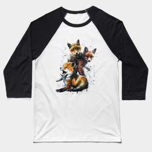 Hand Painted Fox Baseball T-Shirt